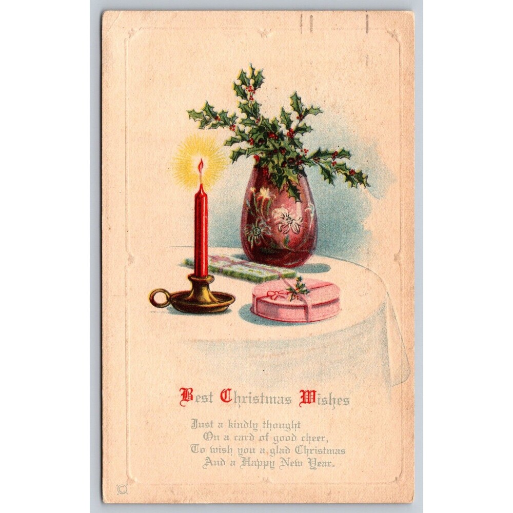 Vintage 1922 Christmas Postcard Connersville Indiana Vern Perry to Ada Maple